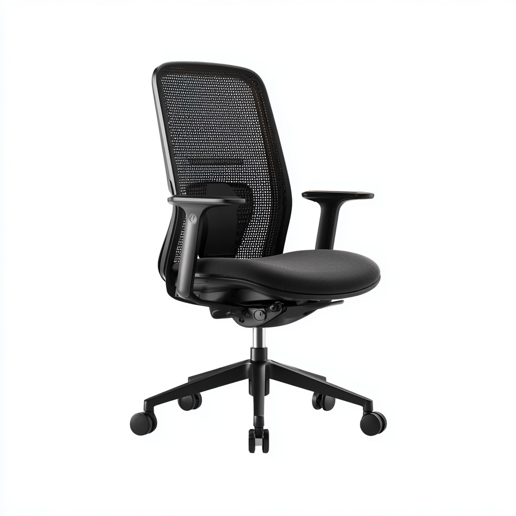 Sedia da ufficio con schienale in rete nera 65x65x106-116 cm per lavoro e studio - stile moderno ergonomico con braccioli e base girevole-Lomongahome