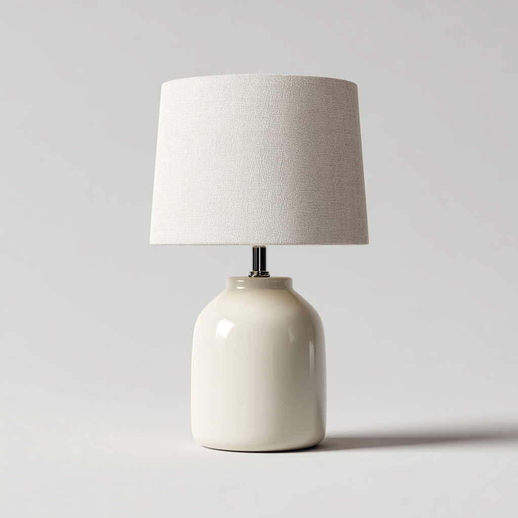 Lampada da tavolo in ceramica e tessuto 30x30x50 cm - beige - design moderno per soggiorno e camera-Lomongahome