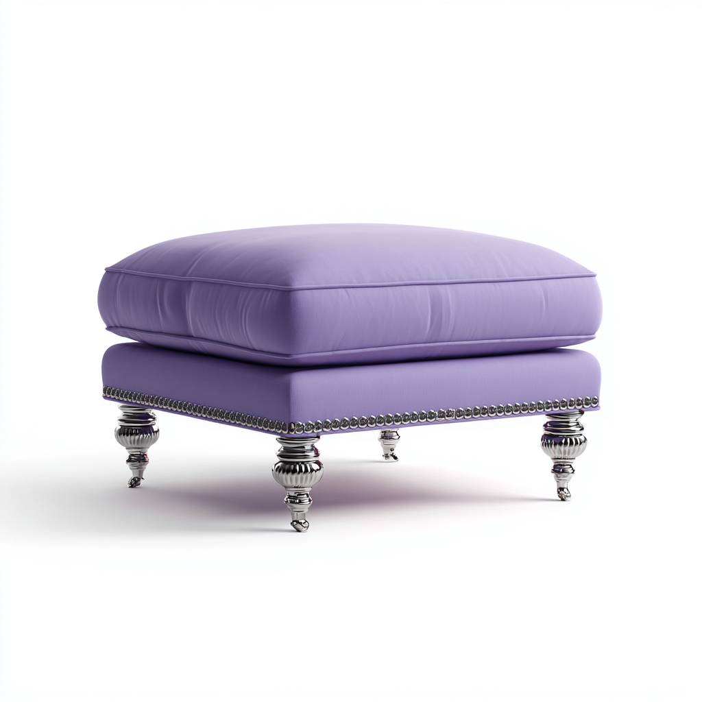 Pouf imbottito in tessuto 68x68x41 cm - viola - seduta per soggiorno design elegante-Lomongahome