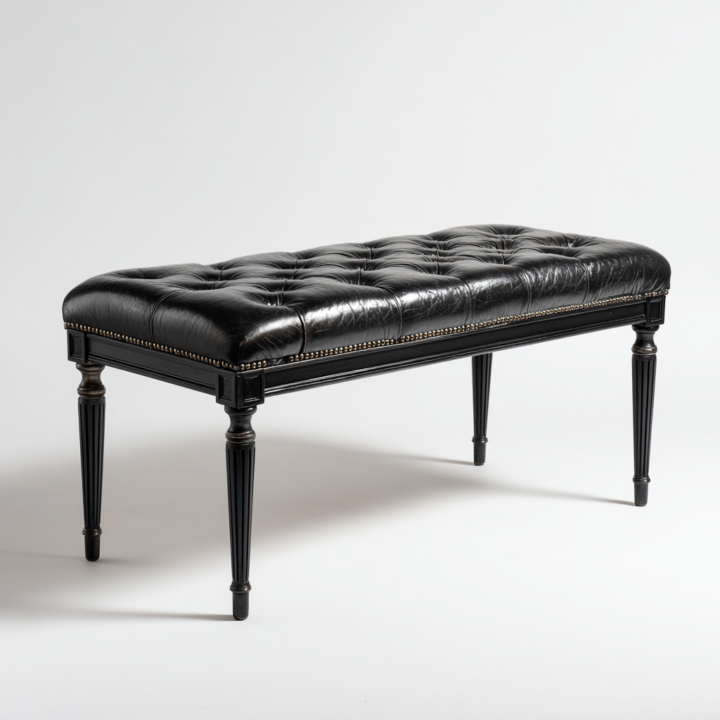 Panca per letto imbottita in pelle sintetica 150x45x47 cm - nero - adatta alla camera da letto - stile classico-Lomongahome