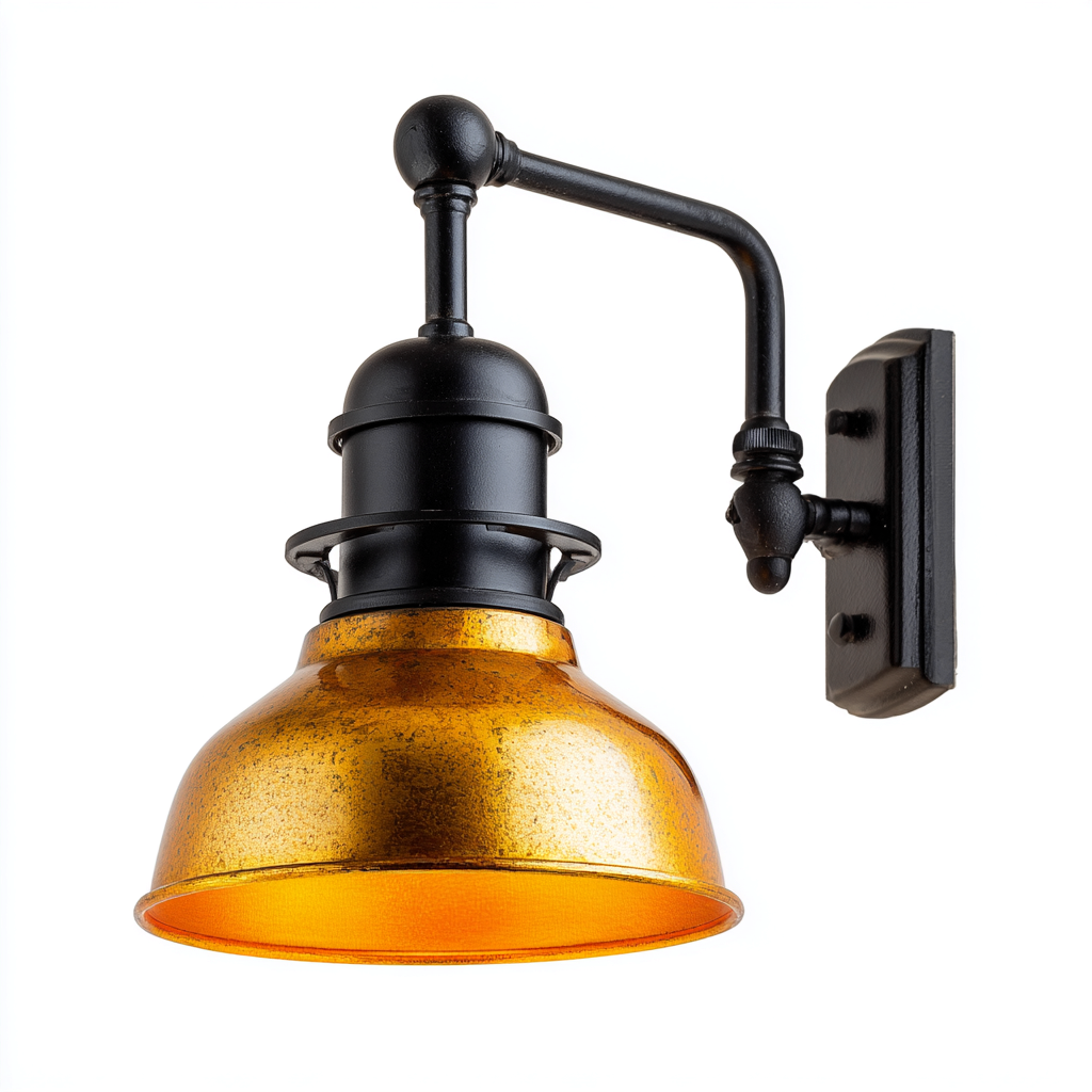 Applique in metallo 32x25x31 cm - nero - oro - stile industriale vintage per illuminazione da parete-Lomongahome