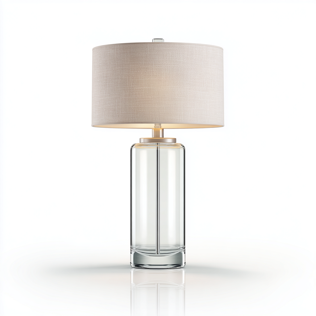 Lampada da tavolo in vetro e tessuto 28x28x55 cm - beige - design moderno per soggiorno e camera-Lomongahome