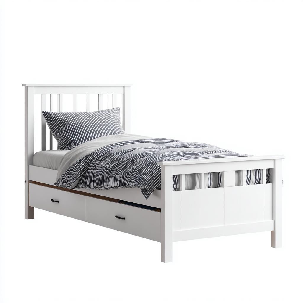 Letto singolo legno 200x90x105 cm - Bianco - design classico per camera da letto-Lomongahome