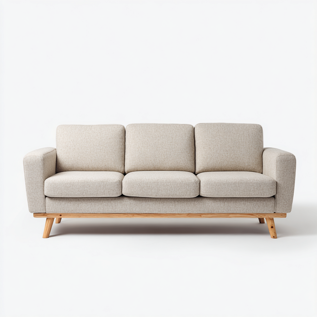 Divano a 3 posti in tessuto imbottito 210x90x85 cm - beige - design moderno per soggiorno-Lomongahome