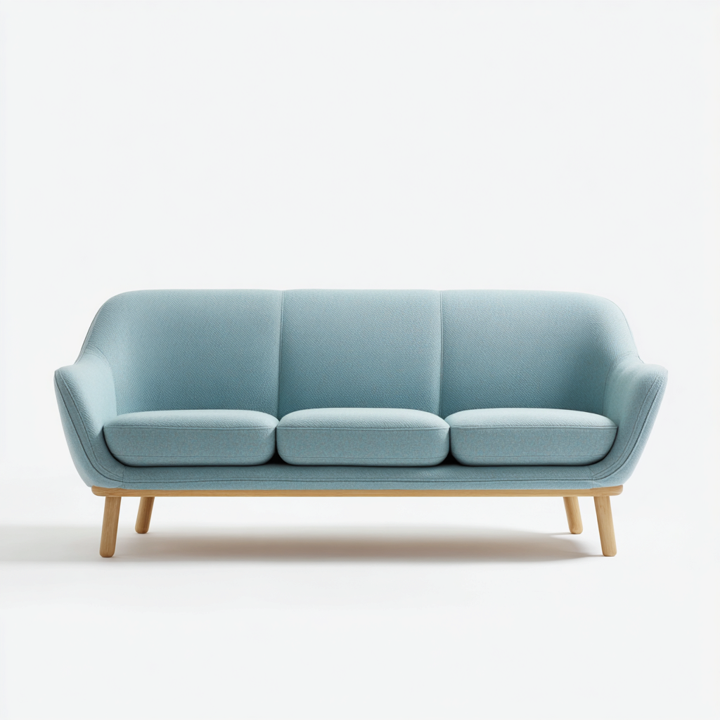 Divano a 3 posti in tessuto imbottito 205x88x84 cm - azzurro chiaro - design nordico per soggiorno-Lomongahome