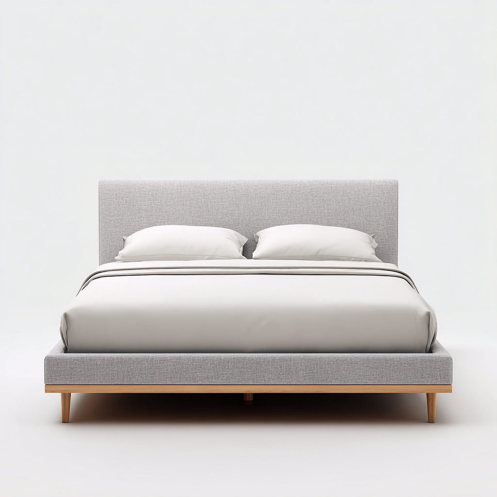 Letto matrimoniale imbottito in tessuto 200x180x115 cm - grigio chiaro - design moderno per camera da letto-Lomongahome