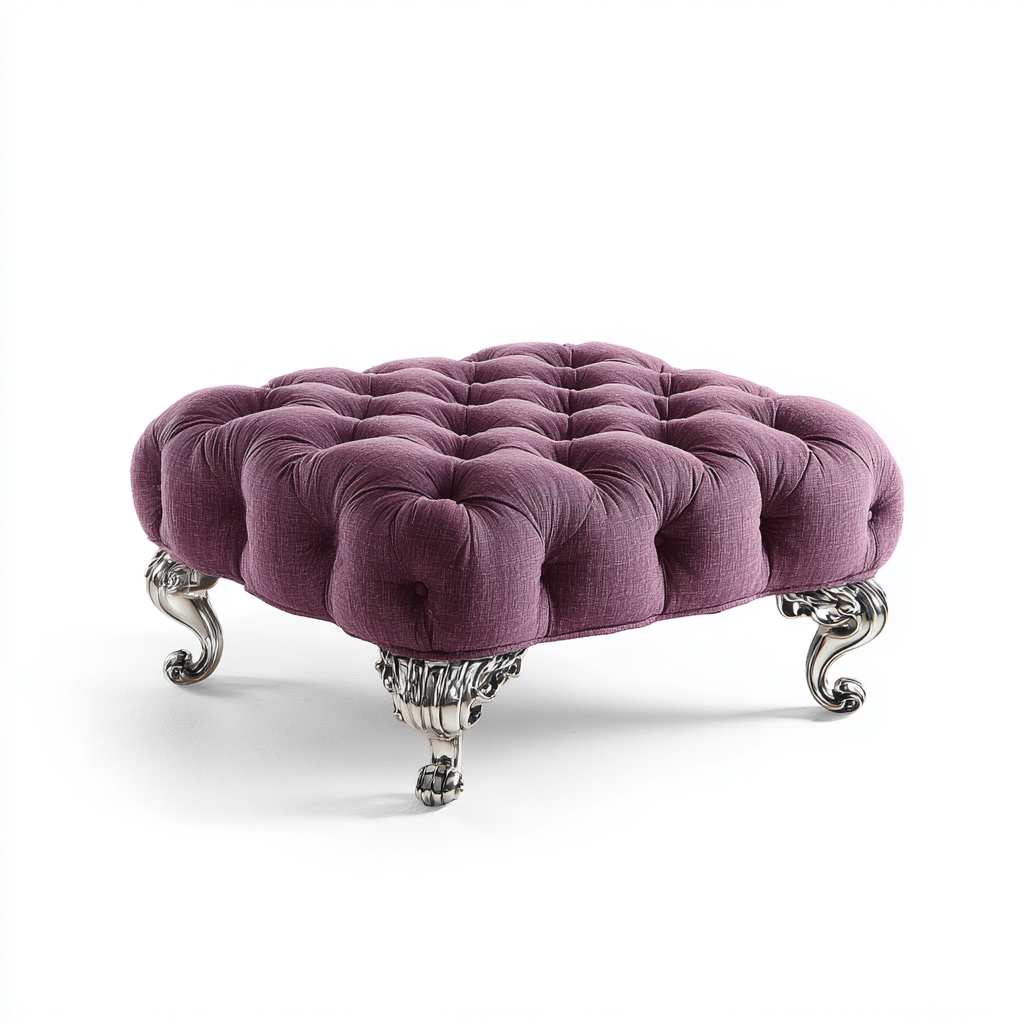 Pouf imbottito in tessuto 75x75x40 cm - viola - seduta per soggiorno design classico-Lomongahome