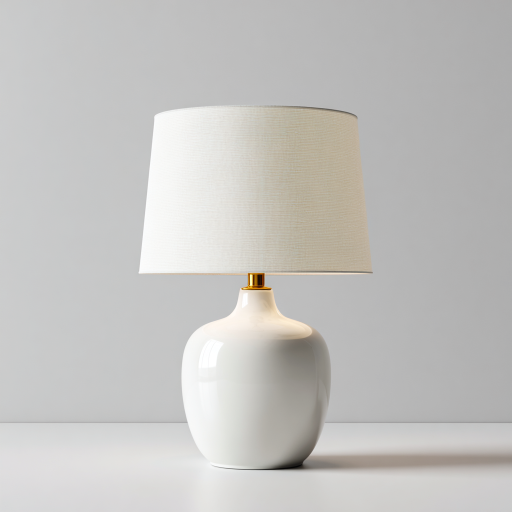 Lampada da tavolo in ceramica e tessuto 30x30x53 cm - bianco - design moderno per soggiorno e camera-Lomongahome