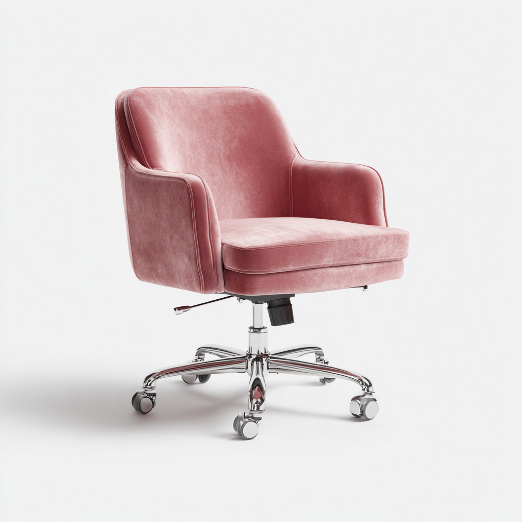 Sedia da ufficio imbottita velluto 60x62x102 cm - rosa - stile moderno per ufficio-Lomongahome