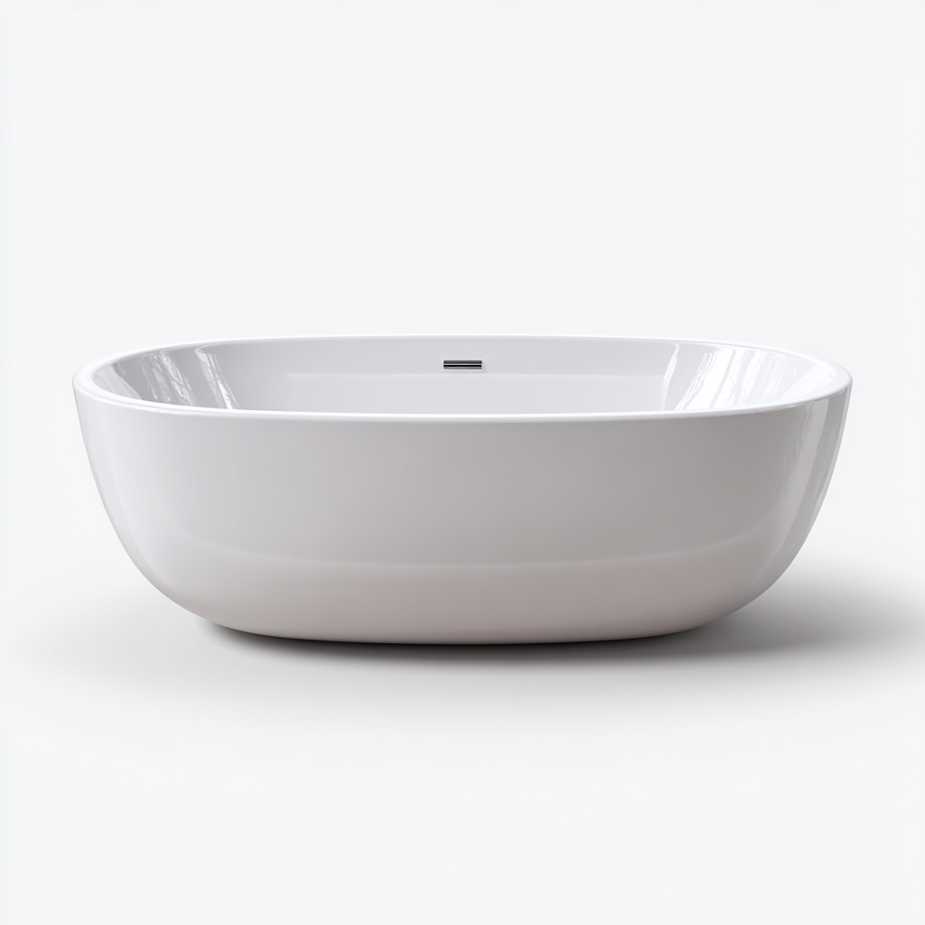 Vasca da bagno freestanding acrilico 165x75x58 cm - bianco - design moderno per bagno-Lomongahome