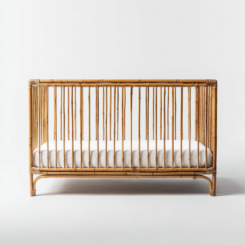 Lettino per bambini in bambu naturale 120x60x92 cm - marrone naturale - design naturale per cameretta-Lomongahome