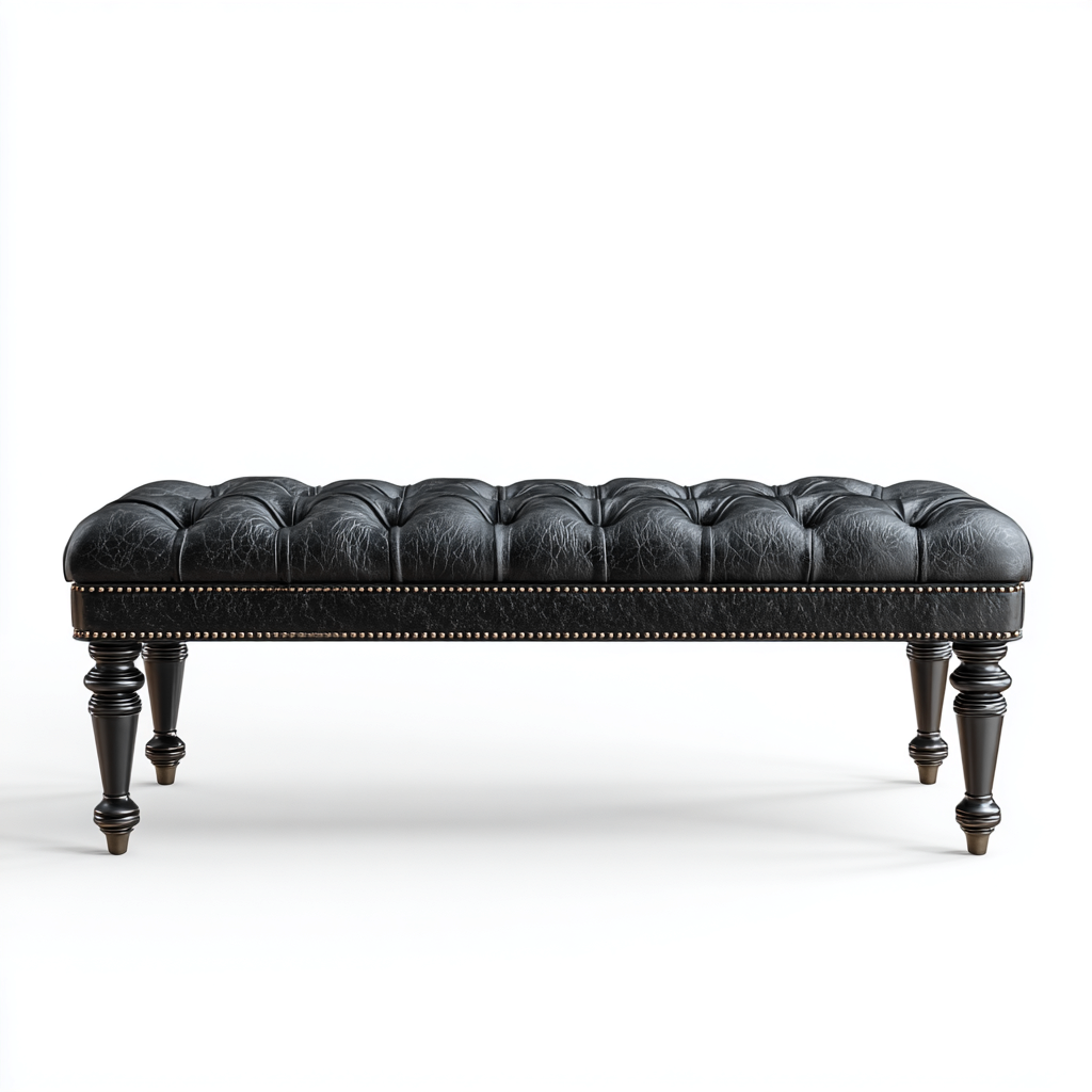 Panca per letto imbottita in pelle sintetica 130x45x48 cm - nero - adatta alla camera da letto - stile classico-Lomongahome