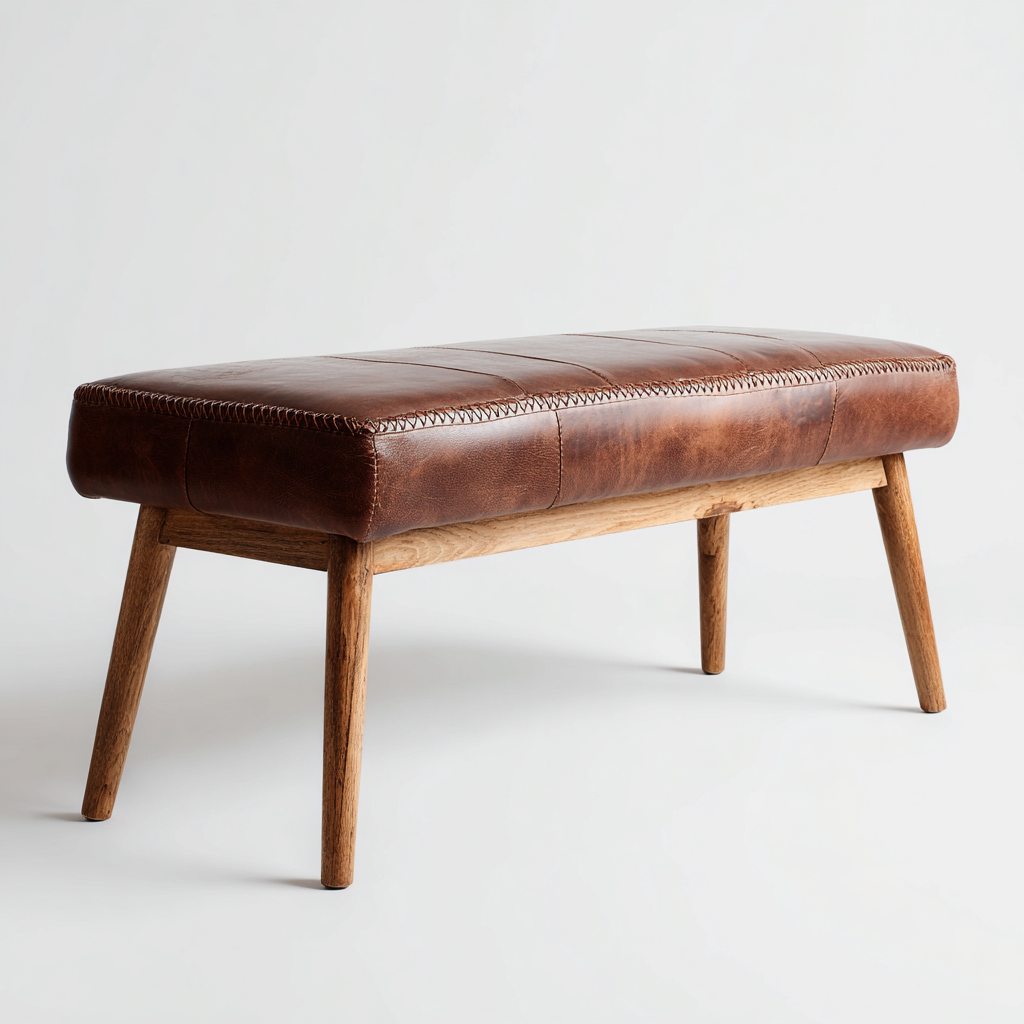 Panca per letto imbottita in pelle 140x45x46 cm - marrone - adatta alla camera da letto - design naturale-Lomongahome