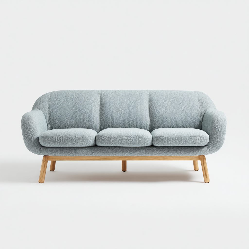 Divano a 3 posti in tessuto imbottito 200x85x82 cm - azzurro chiaro - design nordico per soggiorno-Lomongahome