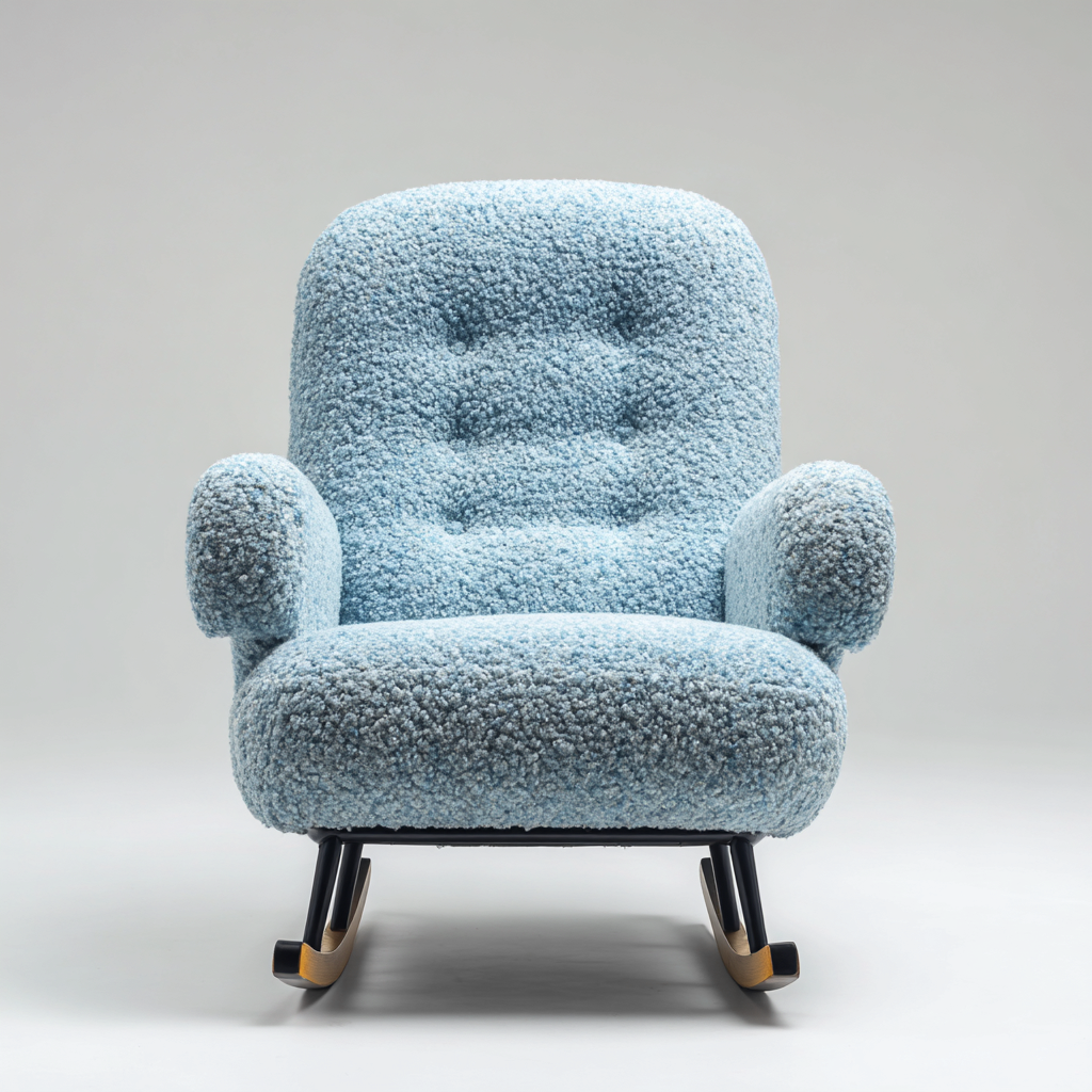 Sedia a dondolo imbottita in tessuto soffice 82x78x88 cm - blu - design creativo per soggiorno-Lomongahome
