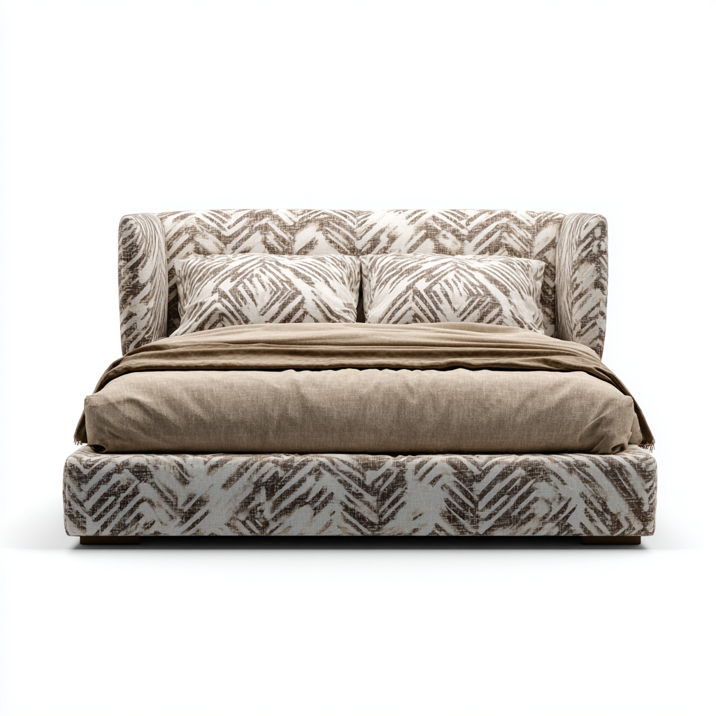 Letto matrimoniale imbottito in tessuto 200x180x125 cm - marrone - design moderno per camera da letto-Lomongahome
