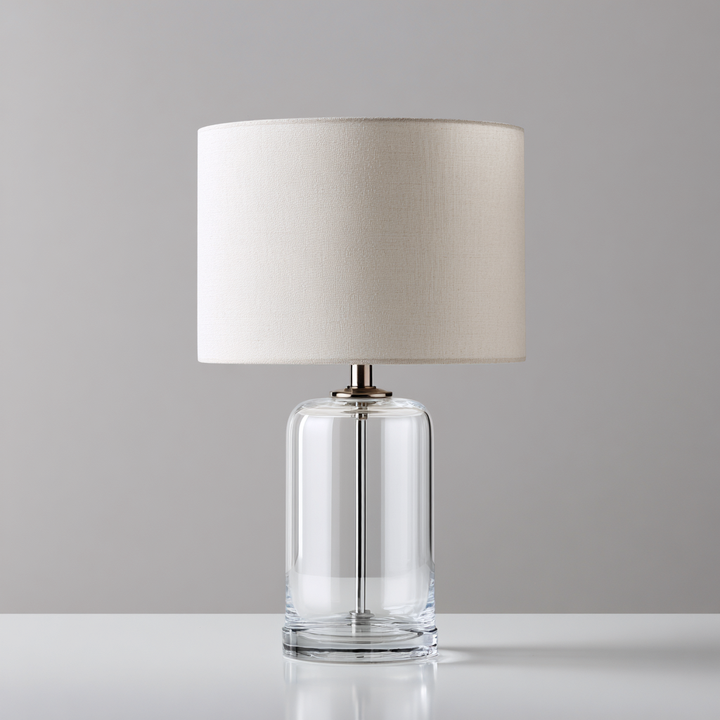 Lampada da tavolo in vetro e tessuto 28x28x56 cm - beige - design moderno per soggiorno e camera-Lomongahome