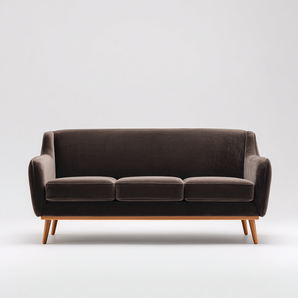 Divano a 3 posti in tessuto vellutato imbottito 210x90x86 cm - marrone scuro - design moderno per soggiorno-Lomongahome
