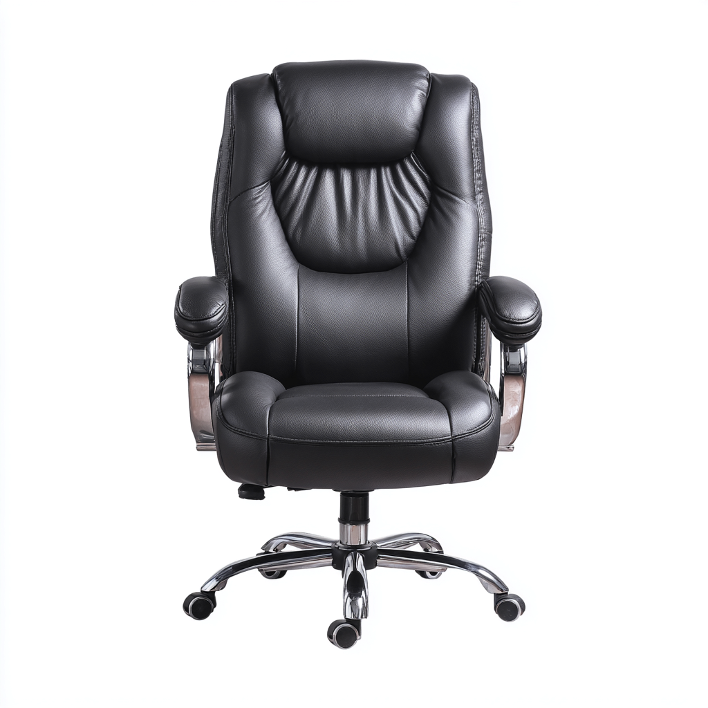 Sedia da ufficio imbottita in ecopelle nera 65x65x110-120 cm per lavoro e studio - stile moderno ergonomico con braccioli e base girevole-Lomongahome
