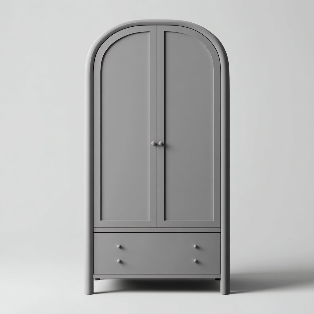 Armadio in legno ingegnerizzato 90x50x185 cm - grigio medio - design ad arco per camera da letto-Lomongahome