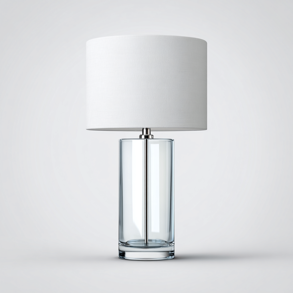 Lampada da tavolo in vetro e tessuto 28x28x56 cm - bianco - design moderno per soggiorno e camera-Lomongahome