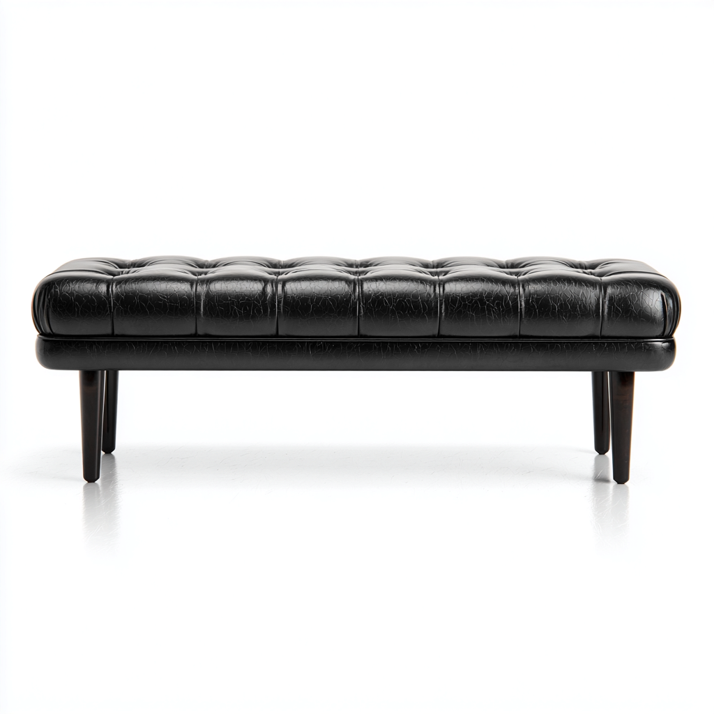 Panca per letto imbottita in pelle sintetica 140x45x46 cm - nero - adatta alla camera da letto - stile classico-Lomongahome
