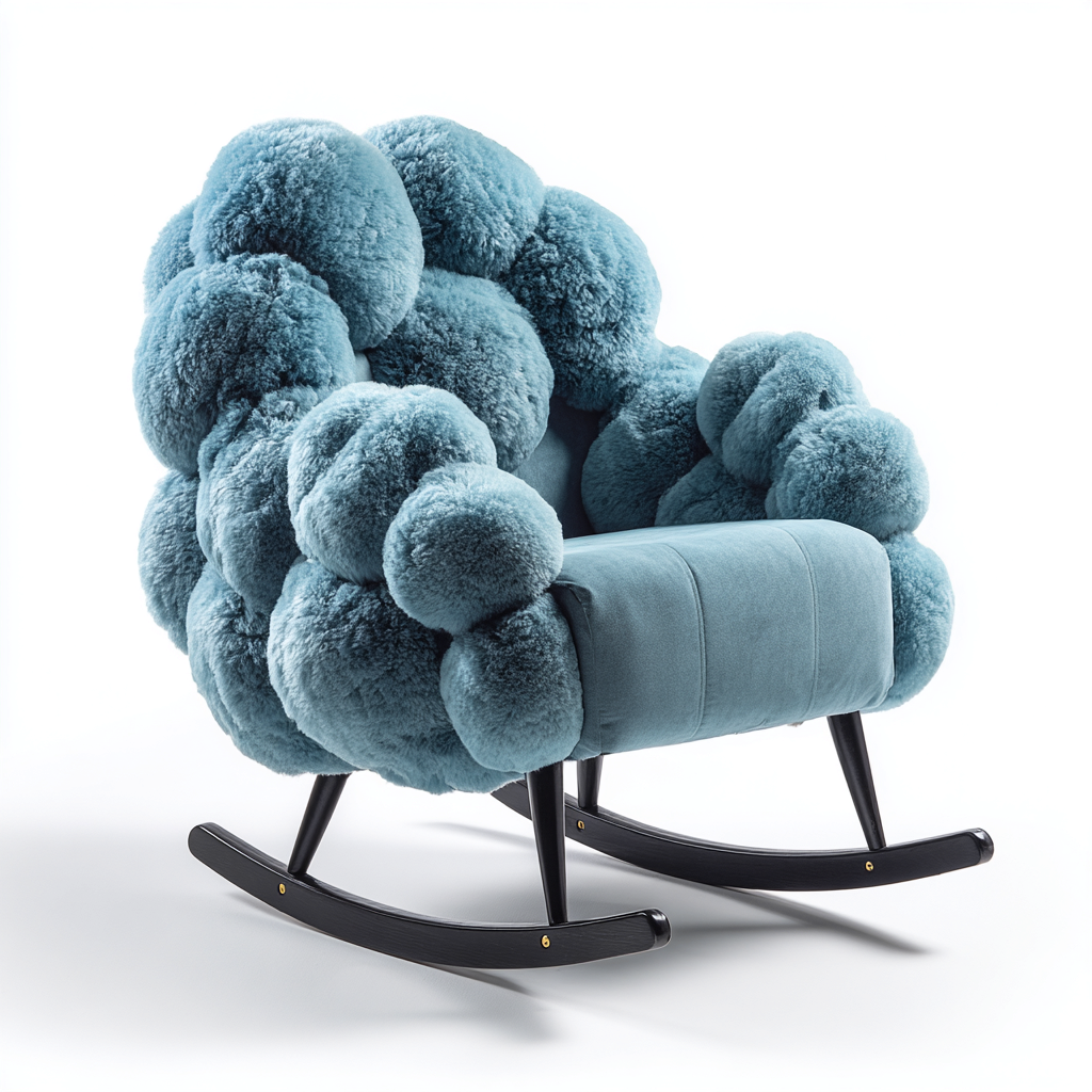 Sedia a dondolo imbottita in tessuto soffice 82x78x88 cm - blu grigio - design creativo per soggiorno-Lomongahome