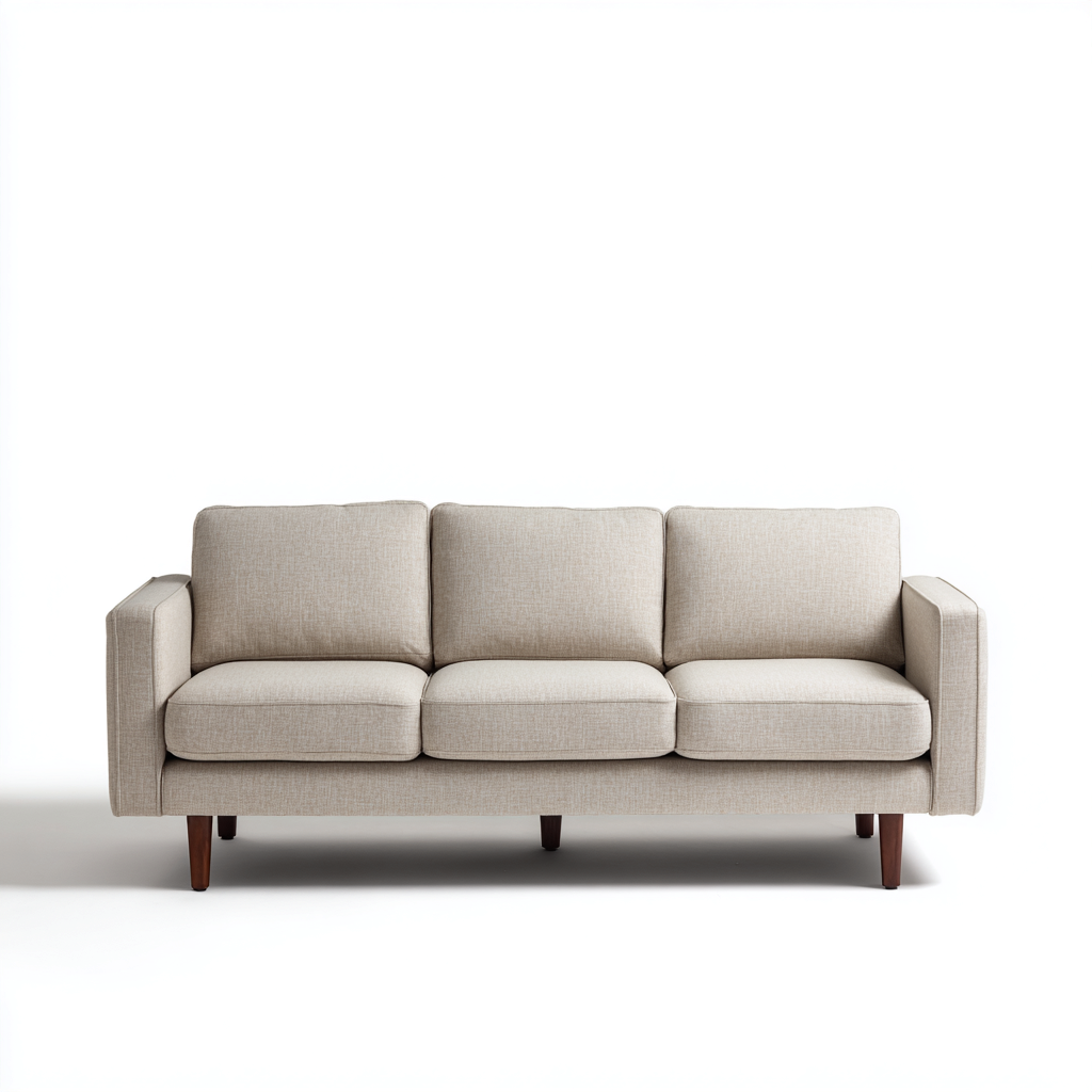 Divano a 3 posti in tessuto imbottito 215x90x85 cm - beige - design moderno per soggiorno-Lomongahome