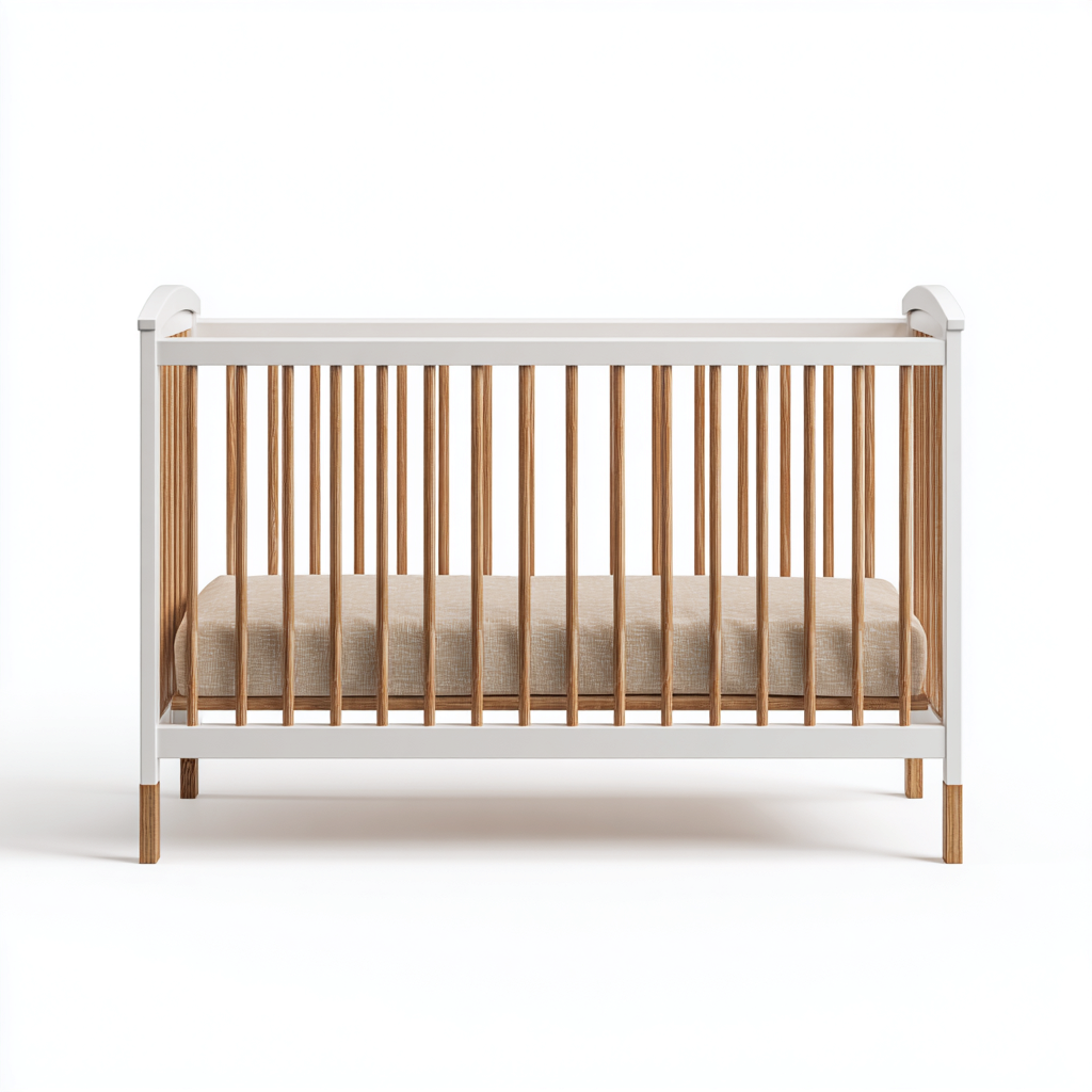 Lettino per bambini in legno verniciato e legno massello 120x60x98 cm - bianco marrone naturale - design elegante per cameretta-Lomongahome