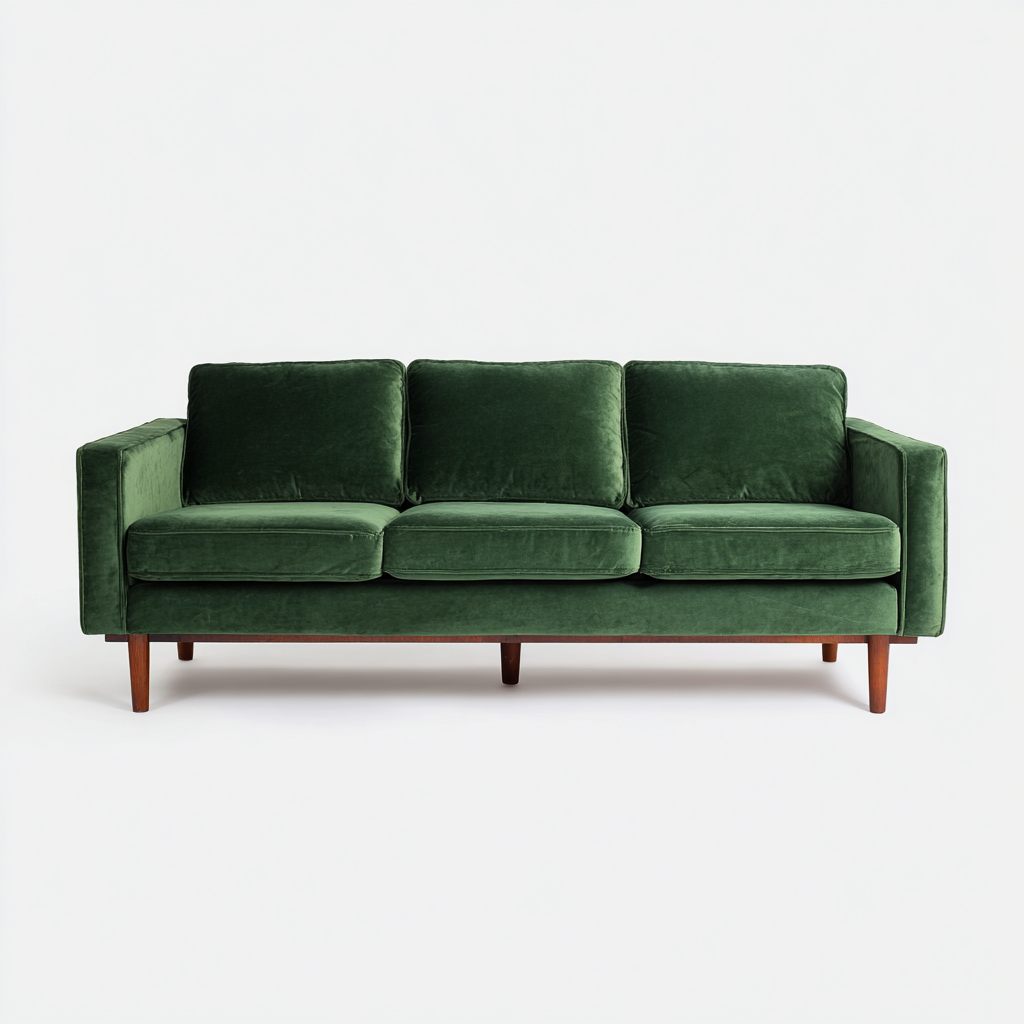 Divano a 3 posti in tessuto vellutato imbottito 220x95x88 cm - verde scuro - design contemporaneo per soggiorno-Lomongahome