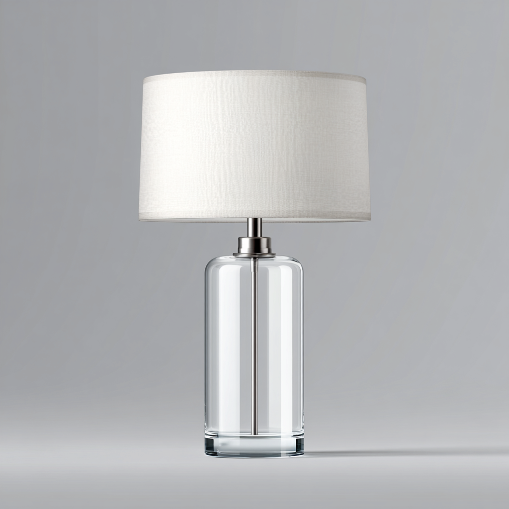 Lampada da tavolo in vetro e tessuto 28x28x57 cm - bianco - design moderno per soggiorno e camera-Lomongahome