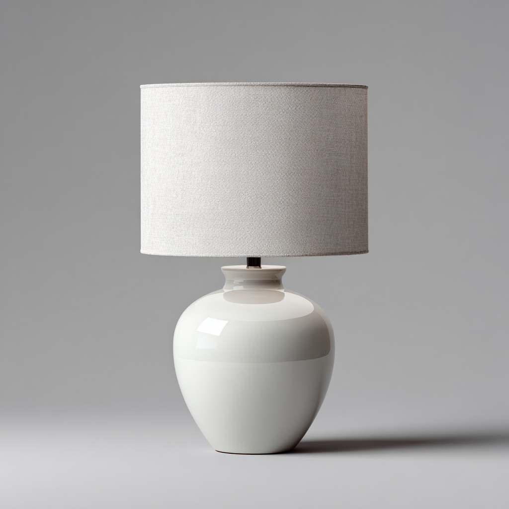 Lampada da tavolo in ceramica e tessuto 30x30x52 cm - beige - bianco - design moderno per soggiorno e camera-Lomongahome