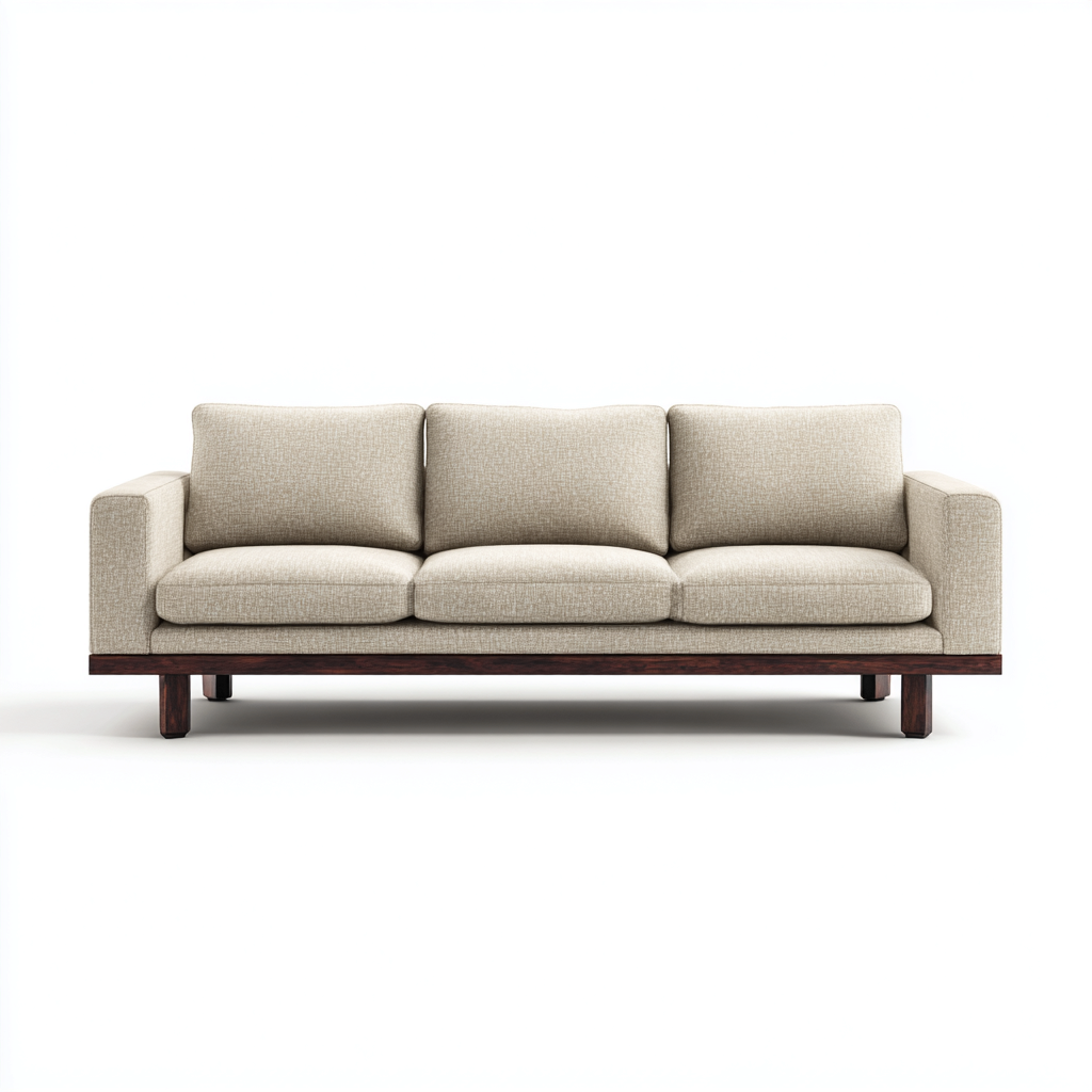 Divano a 3 posti in tessuto imbottito 220x90x85 cm - beige - stile contemporaneo per soggiorno-Lomongahome