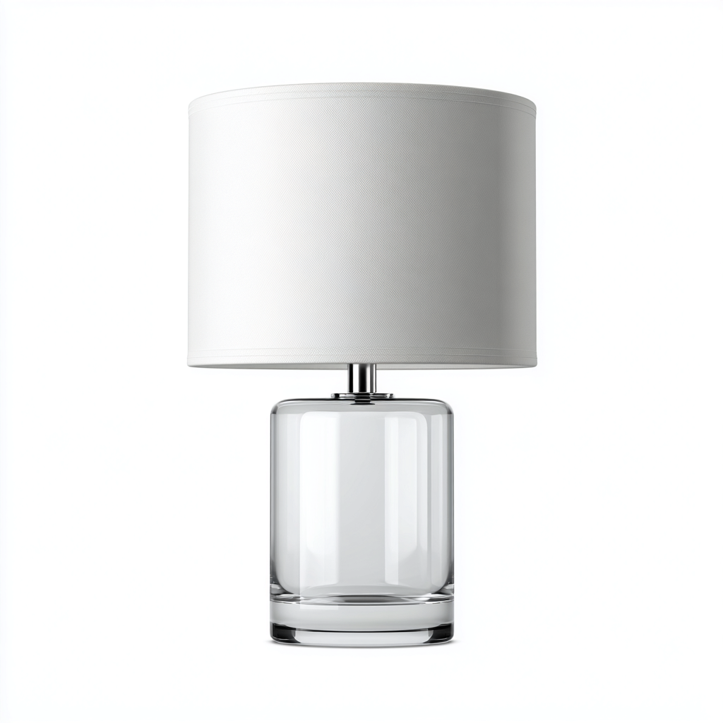 Lampada da tavolo in vetro e tessuto 28x28x58 cm - bianco - design moderno per soggiorno e camera-Lomongahome