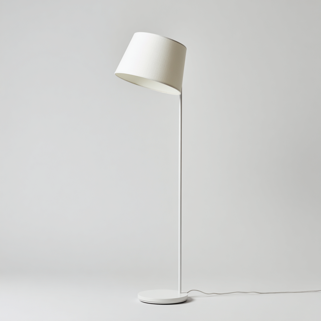 Lampada da terra in metallo e tessuto 36x36x160 cm - bianco - design minimal per soggiorno e camera-Lomongahome