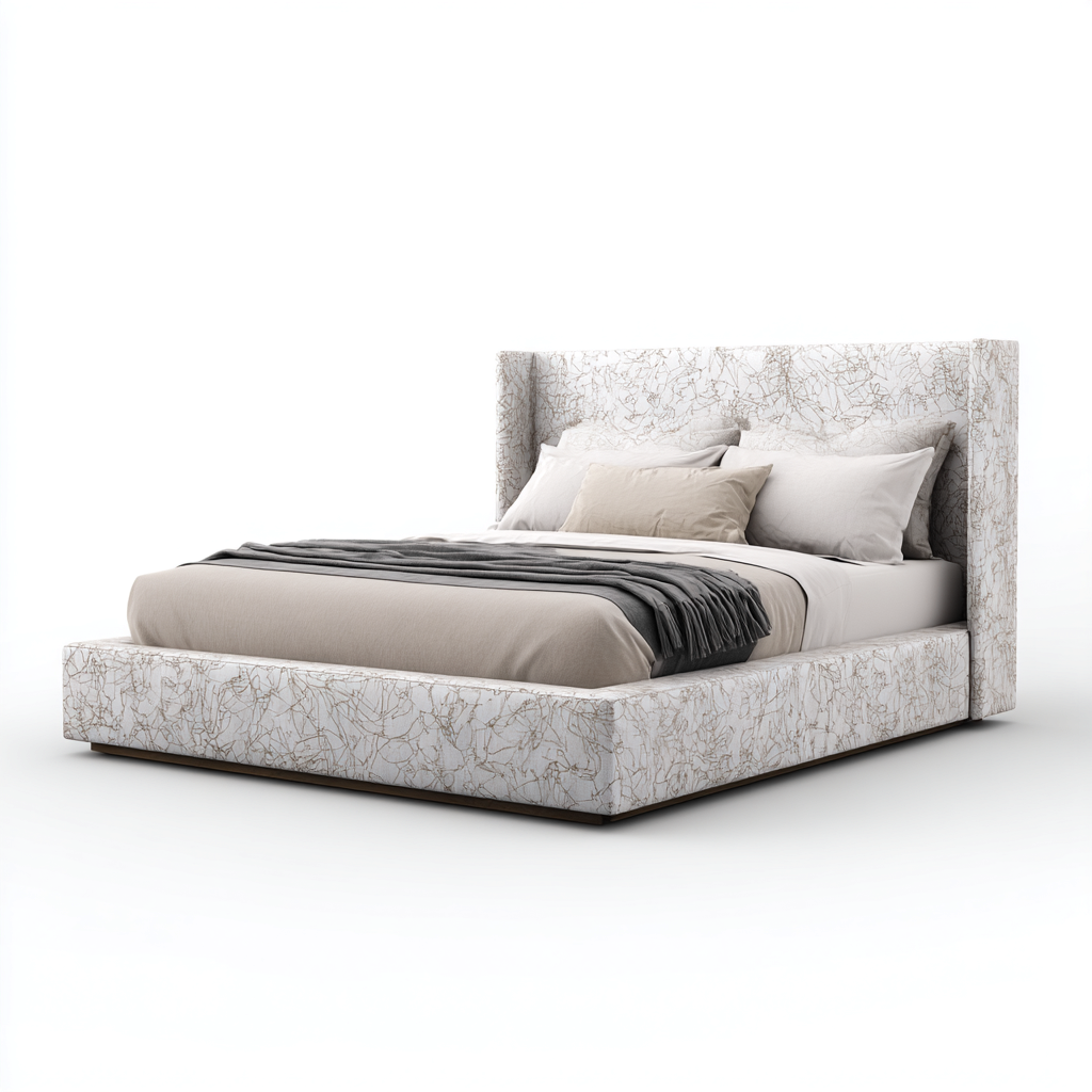 Letto matrimoniale imbottito in tessuto 200x180x120 cm - beige - design moderno per camera da letto-Lomongahome
