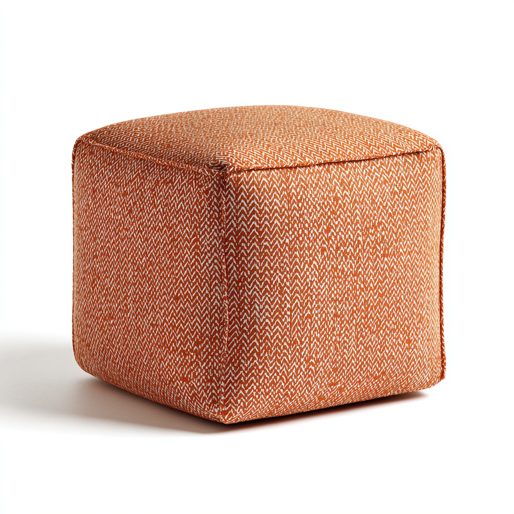 Pouf imbottito in tessuto 40x40x40 cm - arancione - seduta per soggiorno design moderno-Lomongahome