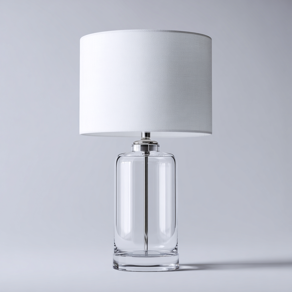 Lampada da tavolo in vetro e tessuto 28x28x57 cm - bianco - design moderno per soggiorno e camera-Lomongahome