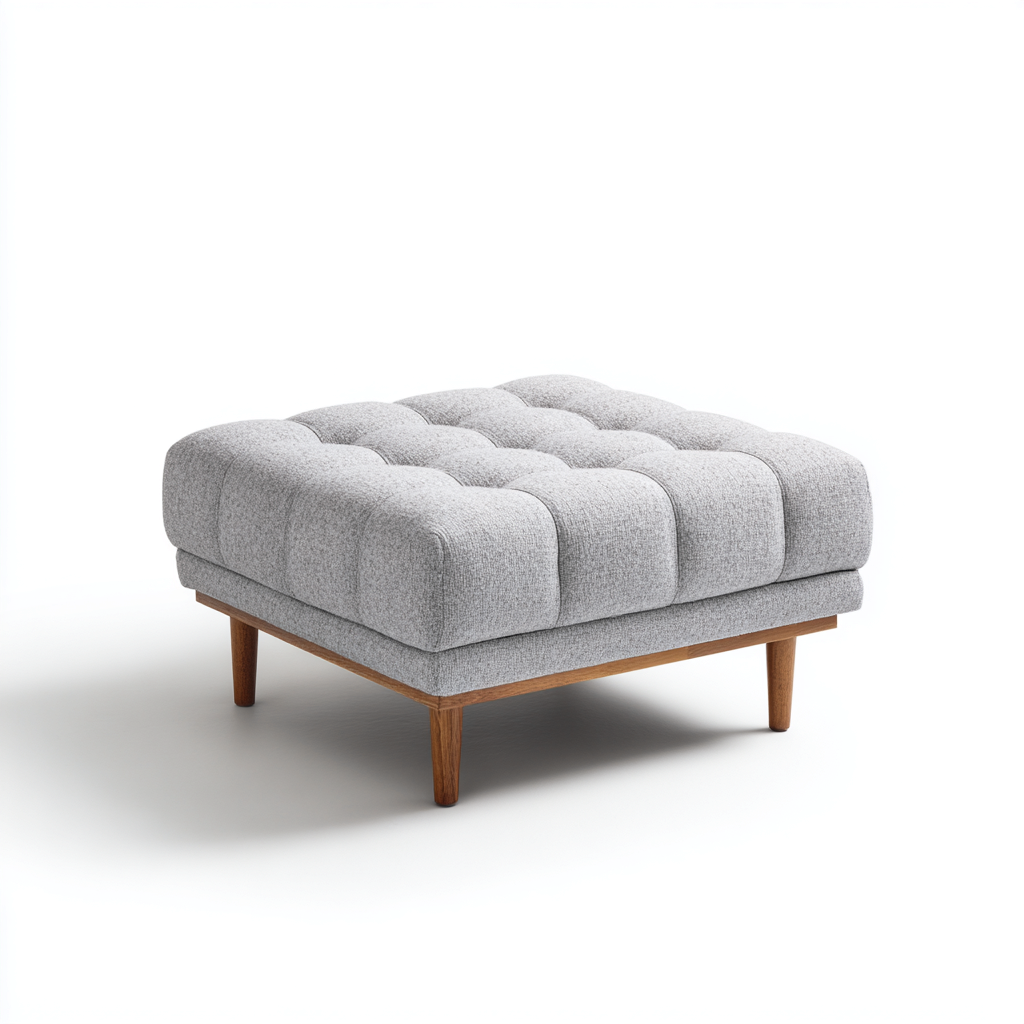 Pouf imbottito in tessuto 60x60x40 cm - grigio chiaro - adatto al soggiorno - design moderno-Lomongahome