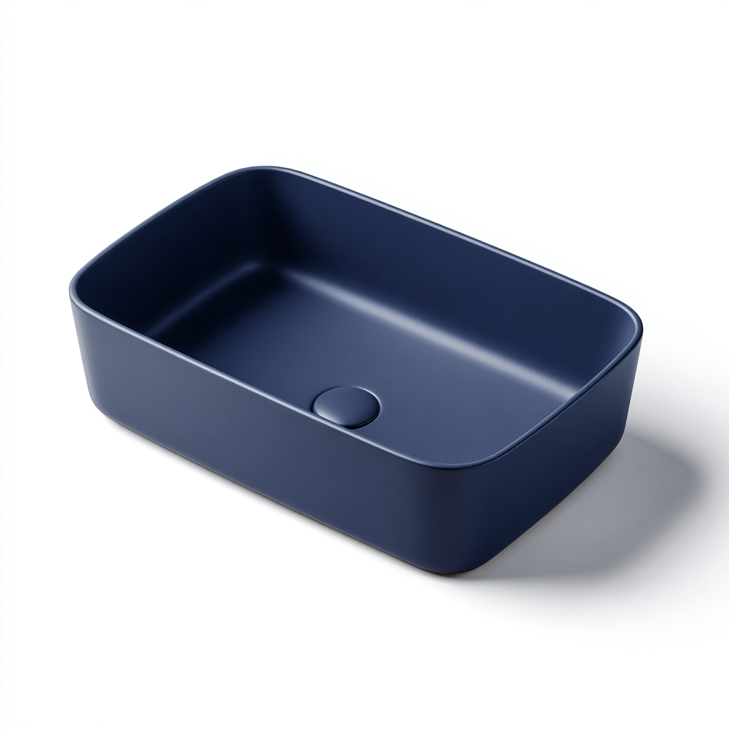 Lavabo da appoggio in ceramica 62x35x15 cm - blu - design moderno per bagno-Lomongahome