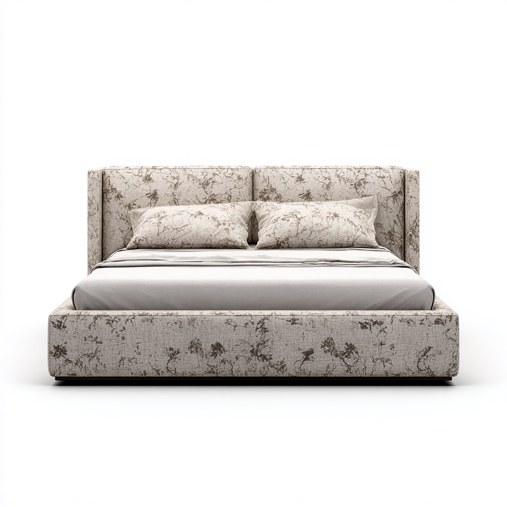 Letto matrimoniale imbottito in tessuto 200x180x122 cm - beige - design moderno per camera da letto-Lomongahome