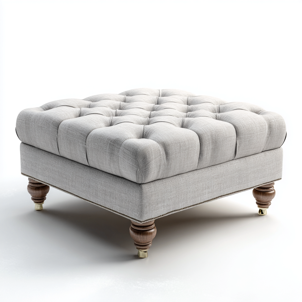 Pouf imbottito in tessuto 60x60x40 cm - grigio chiaro - seduta per soggiorno design moderno-Lomongahome