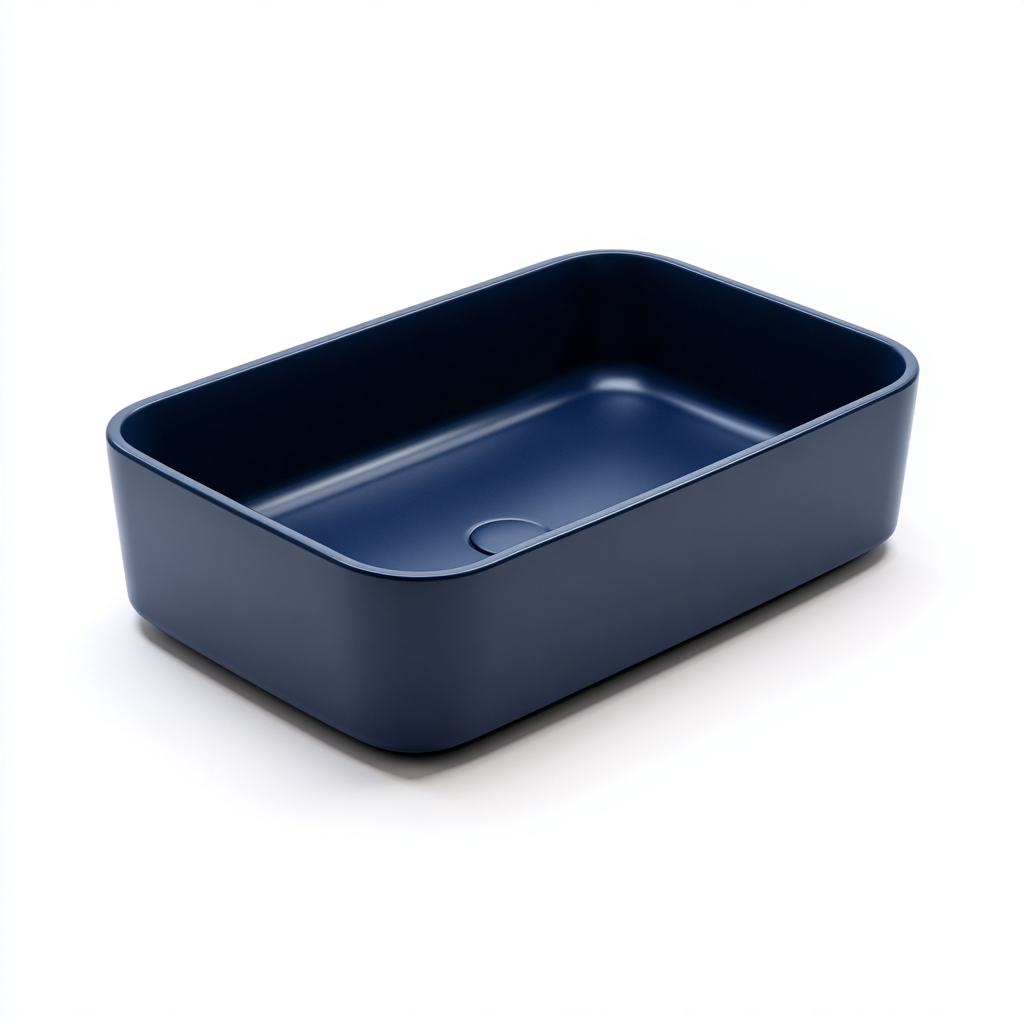 Lavabo da appoggio in ceramica 50x30x13 cm - blu - design moderno per bagno-Lomongahome