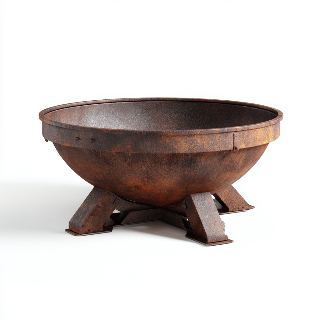 Braciere da esterno in ferro 80x80x34 cm - marrone ossidato - stile industriale per giardino-Lomongahome