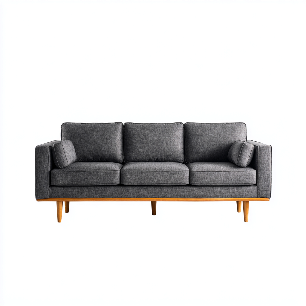Divano a 3 posti in tessuto imbottito 210x90x85 cm - grigio scuro - design moderno per soggiorno-Lomongahome