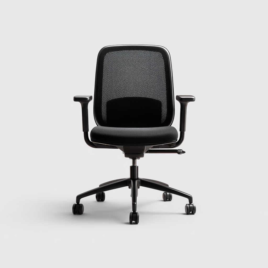 Sedia da ufficio con schienale in rete nera 64x64x105-115 cm per lavoro e studio - stile moderno ergonomico con braccioli e base girevole-Lomongahome