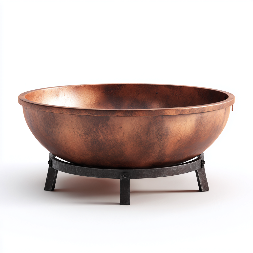 Braciere da esterno in metallo 85x85x32 cm - rame - stile industriale per giardino-Lomongahome