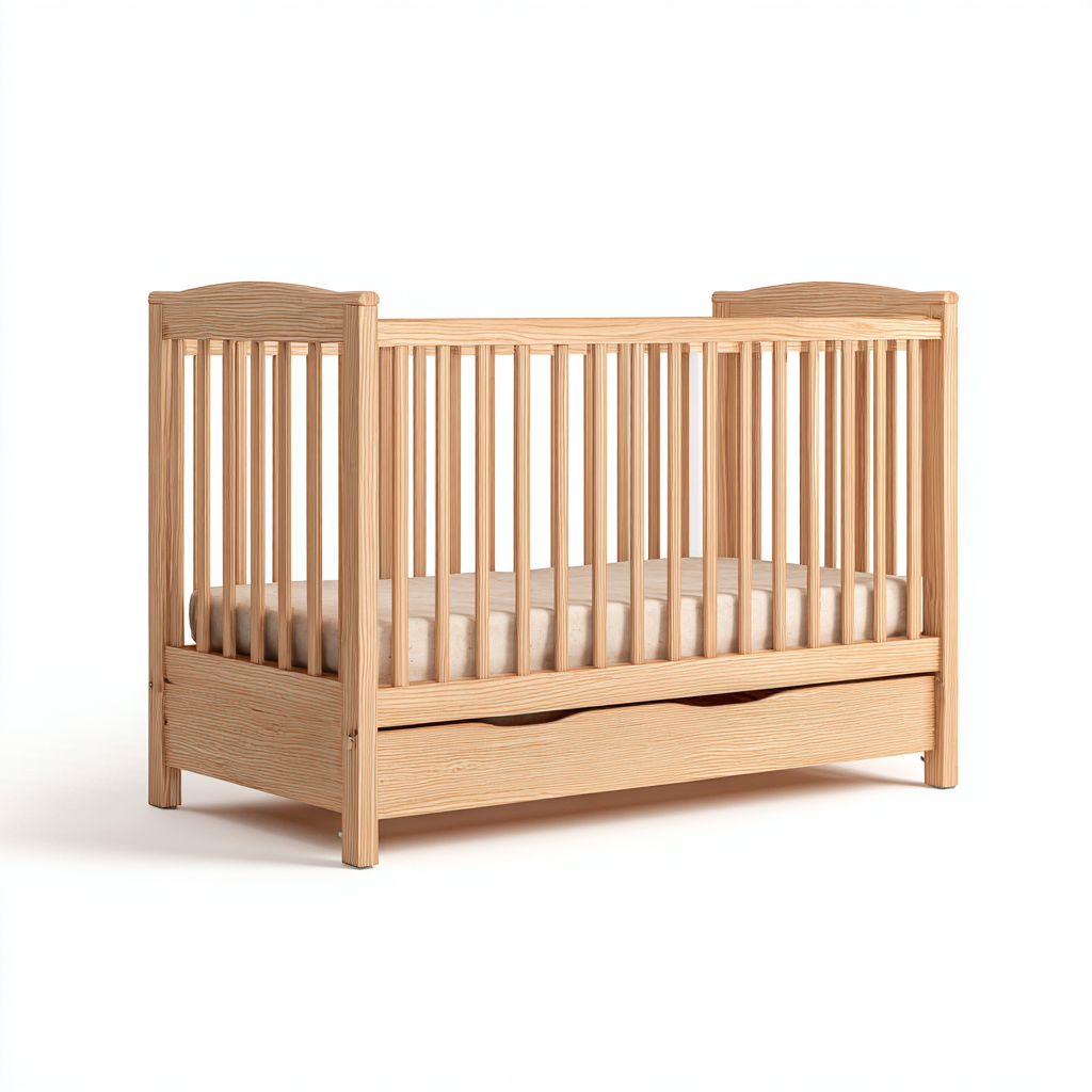 Lettino per bambini in legno massello con cassetto 120x60x90 cm - marrone naturale - design funzionale per cameretta-Lomongahome