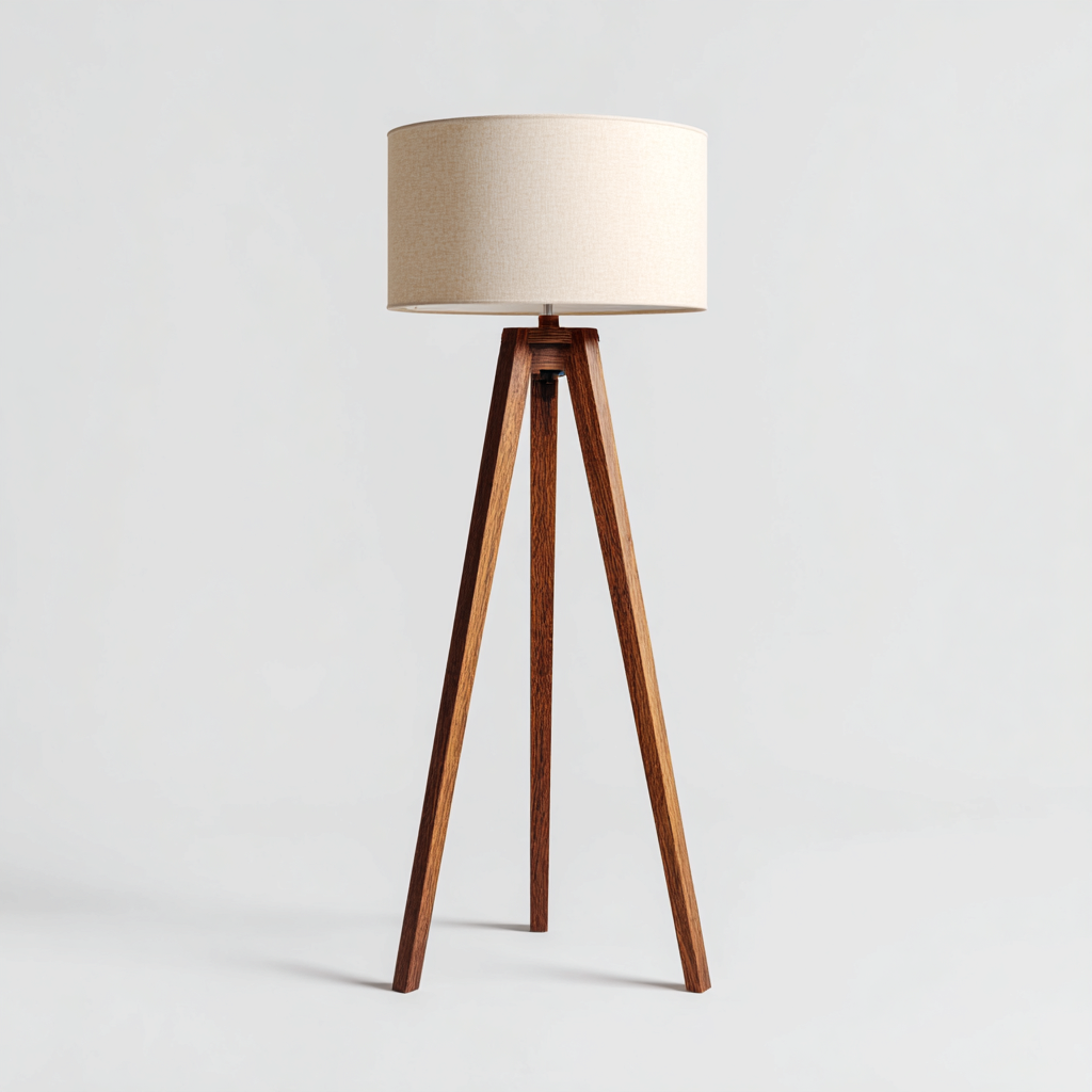 Lampada da terra in legno e tessuto 45x45x150 cm - beige - marrone - design moderno per soggiorno e studio-Lomongahome