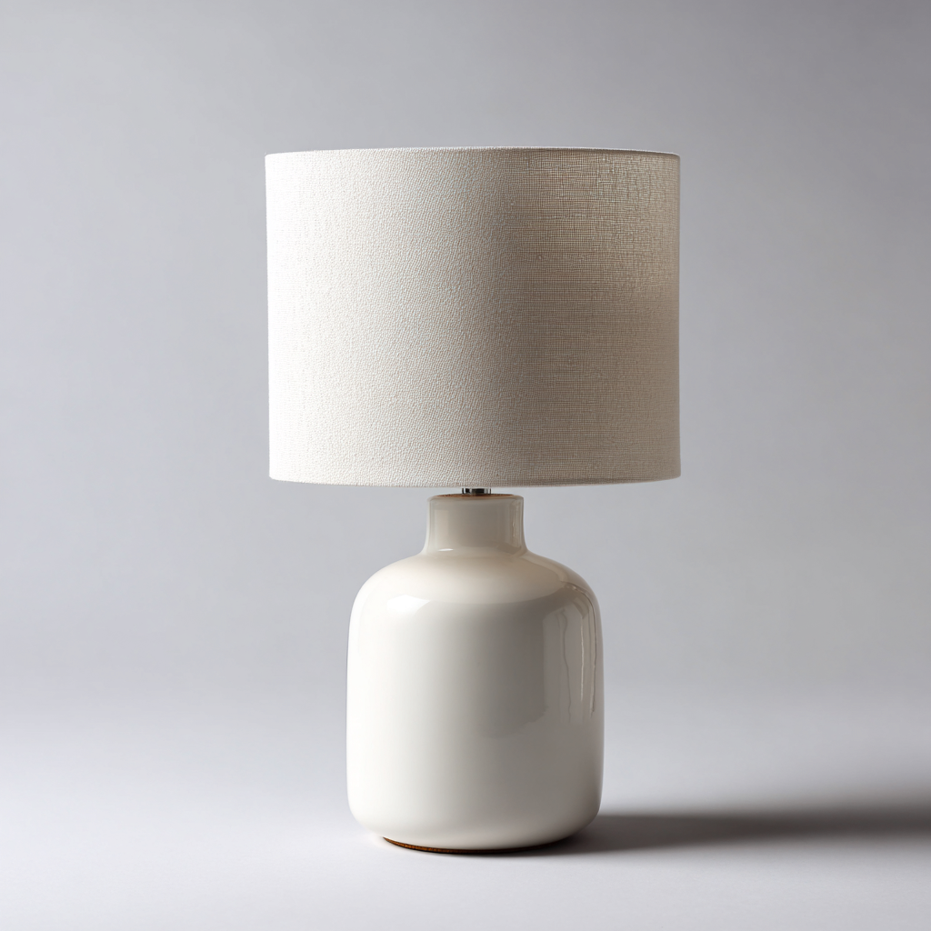 Lampada da tavolo in ceramica e tessuto 30x30x51 cm - beige - design moderno per soggiorno e camera-Lomongahome